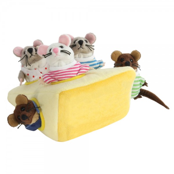 Hideaway Puppet - Mouse Family in Cheese